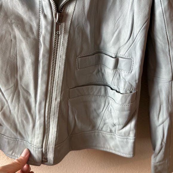 Burning Torch Soft Leather Moto Jacket Pale Blue Boho Casual Women’s Medium - Picture 9 of 15